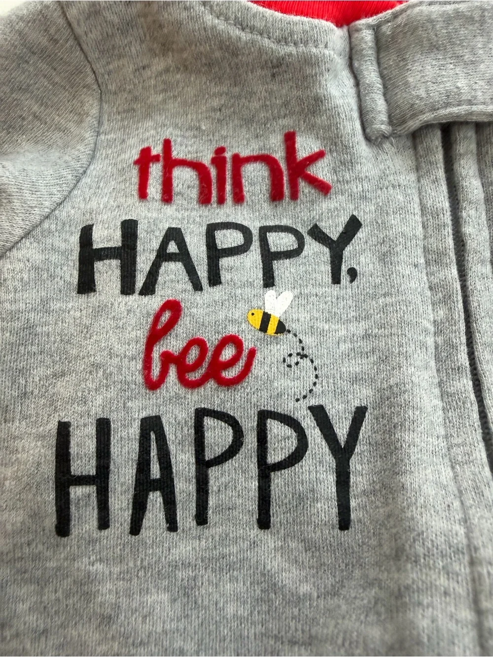 Disney Gray Footed One-Piece with Red Trim and Yellow Pooh Graphic